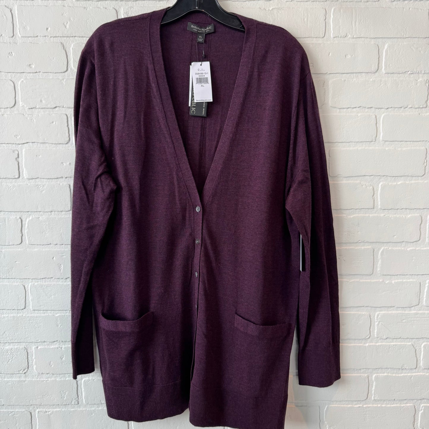 Sweater Cardigan By Banana Republic In Purple, Size: Xl