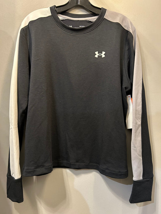 Athletic Top Long Sleeve Crewneck By Under Armour In Black & Grey, Size: L