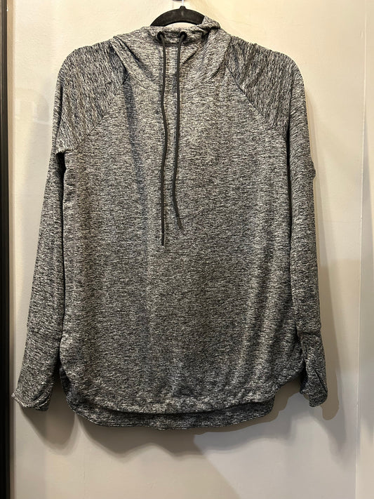 Athletic Top Long Sleeve Hoodie By Athleta In Black & White, Size: M