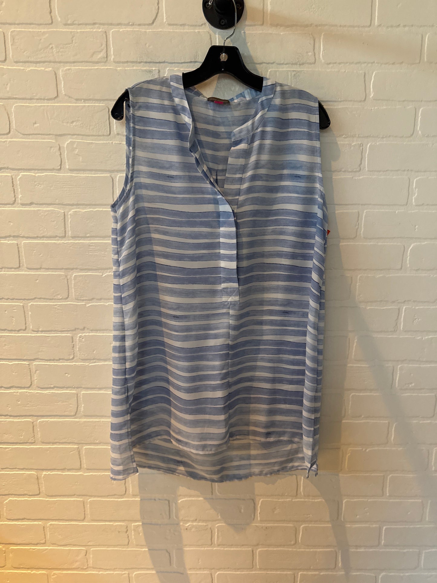 Top Sleeveless By Vince Camuto In Blue & White, Size: L