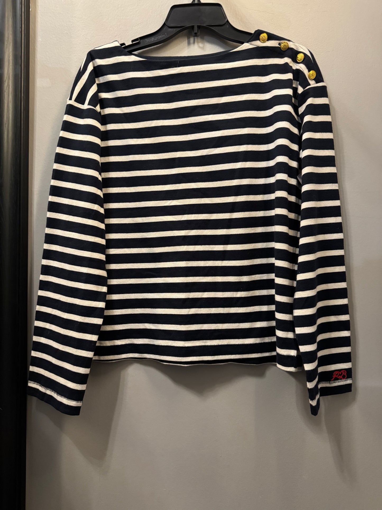 Top Long Sleeve By Rag And Bone In Blue & Cream, Size: S