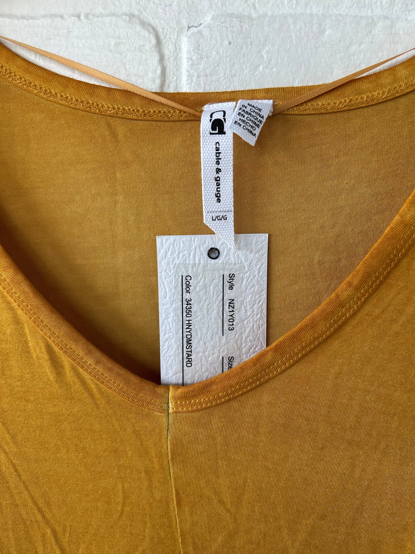 Top Short Sleeve Basic By Cable And Gauge In Yellow, Size: L