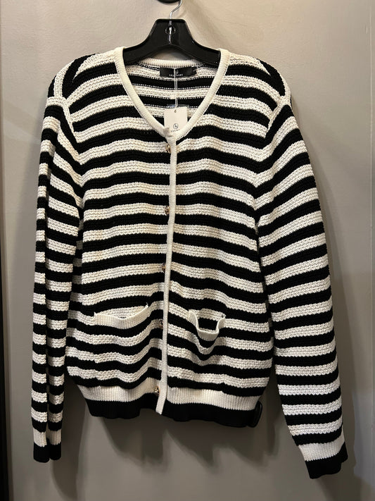 Sweater Cardigan By LILLUSORY In Black & White, Size: L