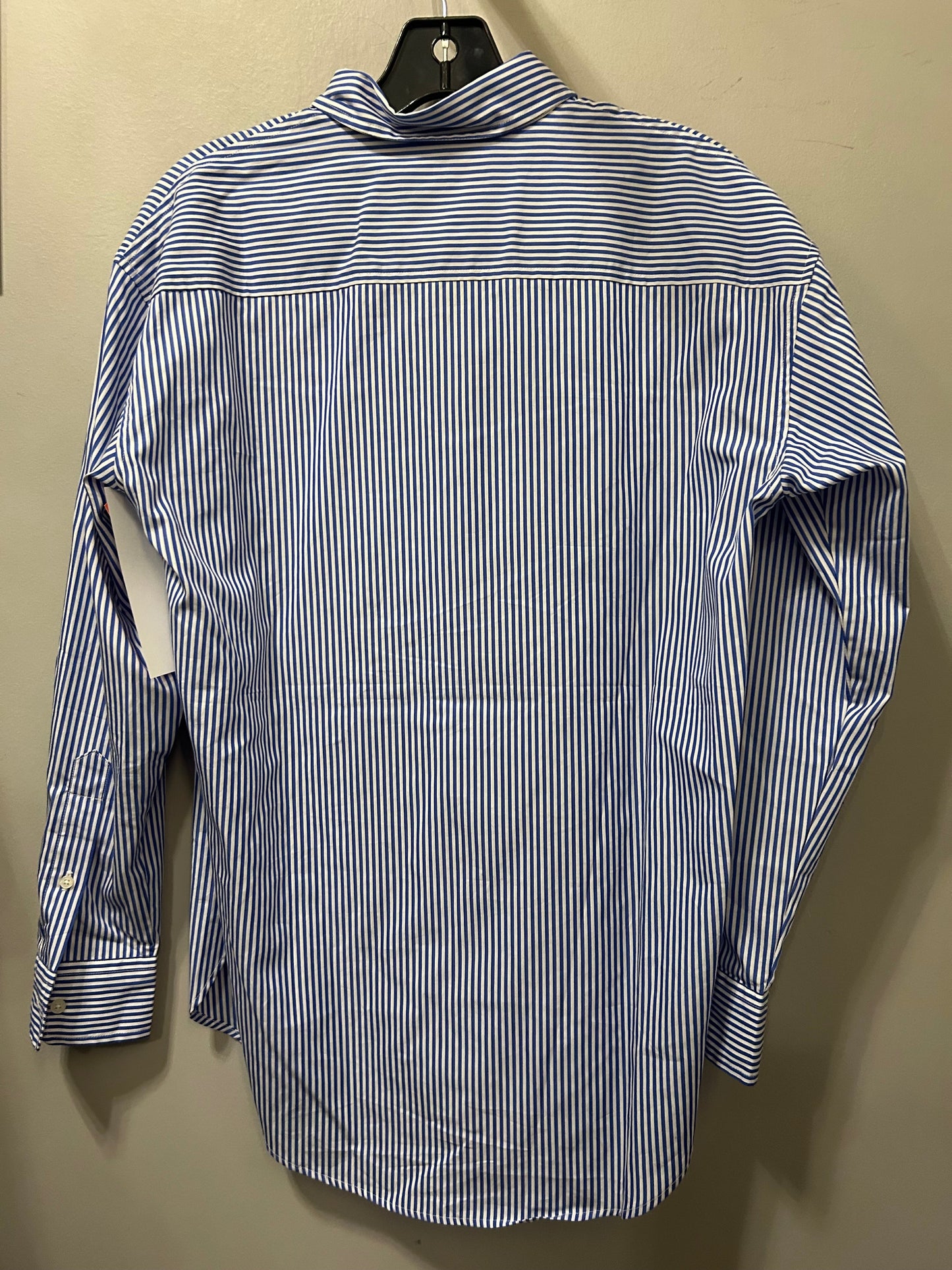 Top Long Sleeve By Lauren By Ralph Lauren In Blue & White, Size: S