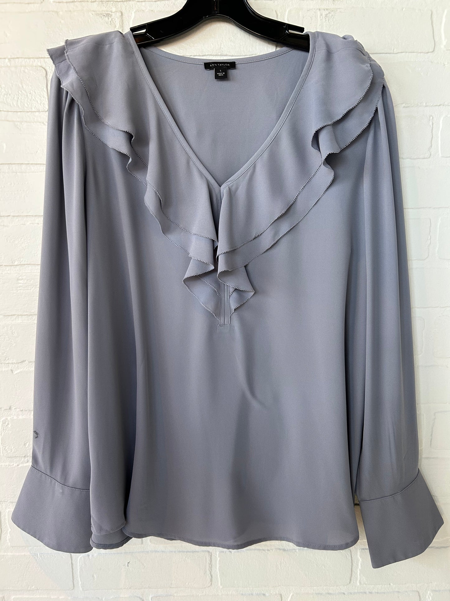 Top Long Sleeve By Ann Taylor In Grey, Size: L