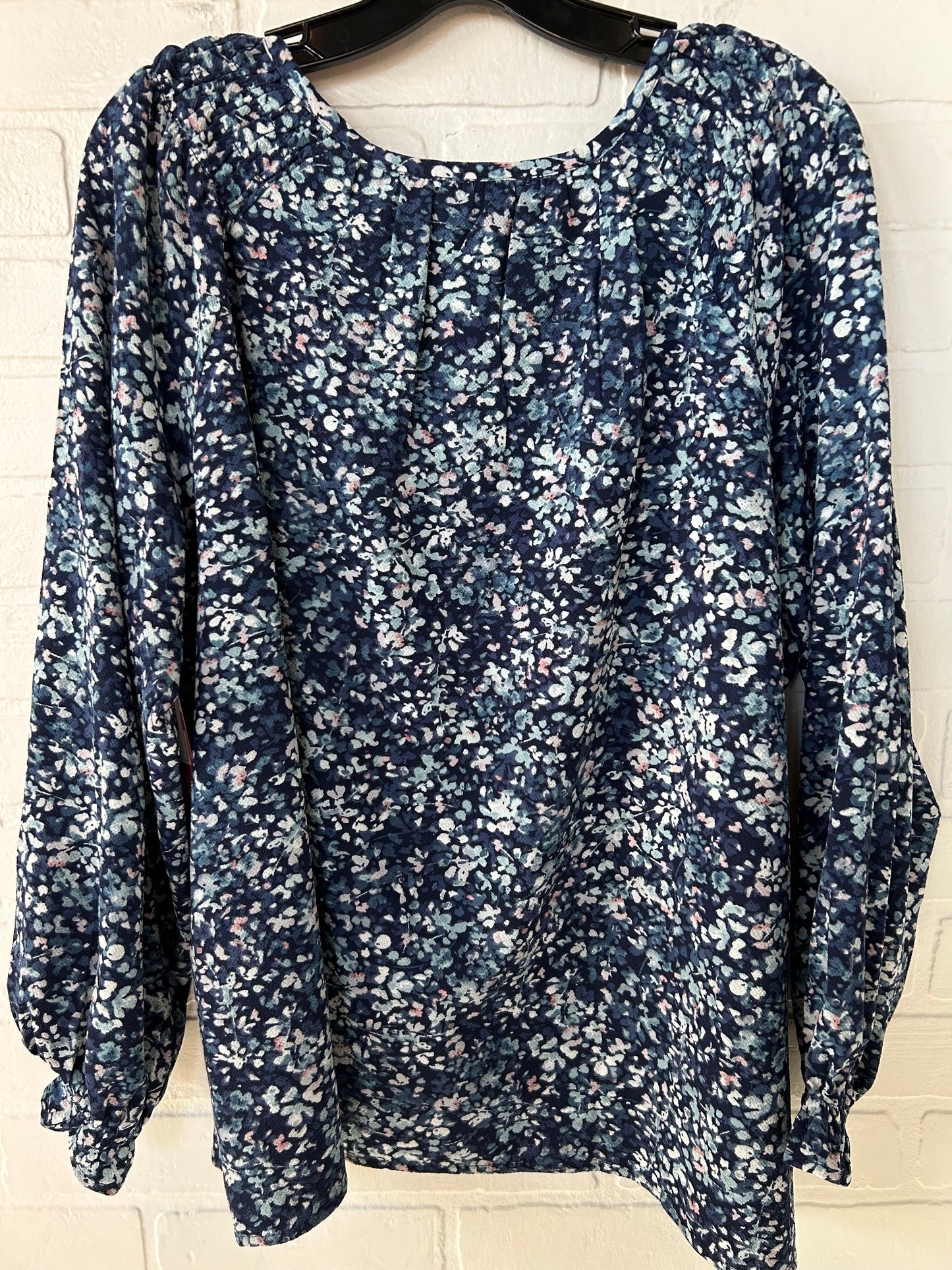 Top Long Sleeve By Jessica Simpson In Blue & White, Size: Xxl