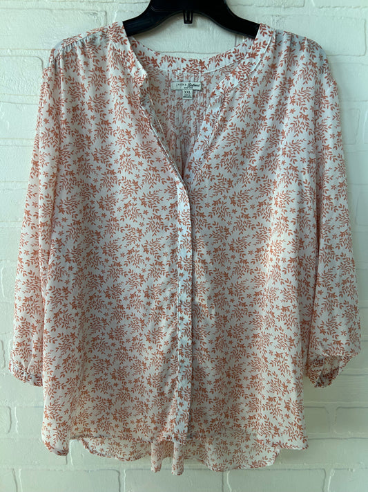 Top Long Sleeve By Jachs Girlfirend In Orange & White, Size: Xxl