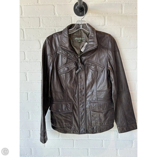 Jacket Leather By Eddie Bauer In Brown, Size: S