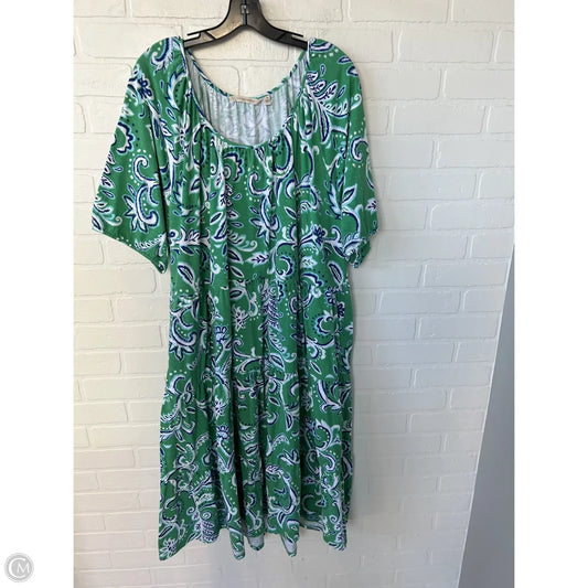 Dress Casual Midi By Soft Surroundings In Green & White, Size: 3x