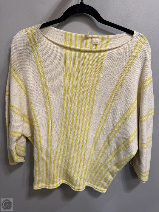 Sweater Short Sleeve By Moth In Cream & Yellow, Size: M