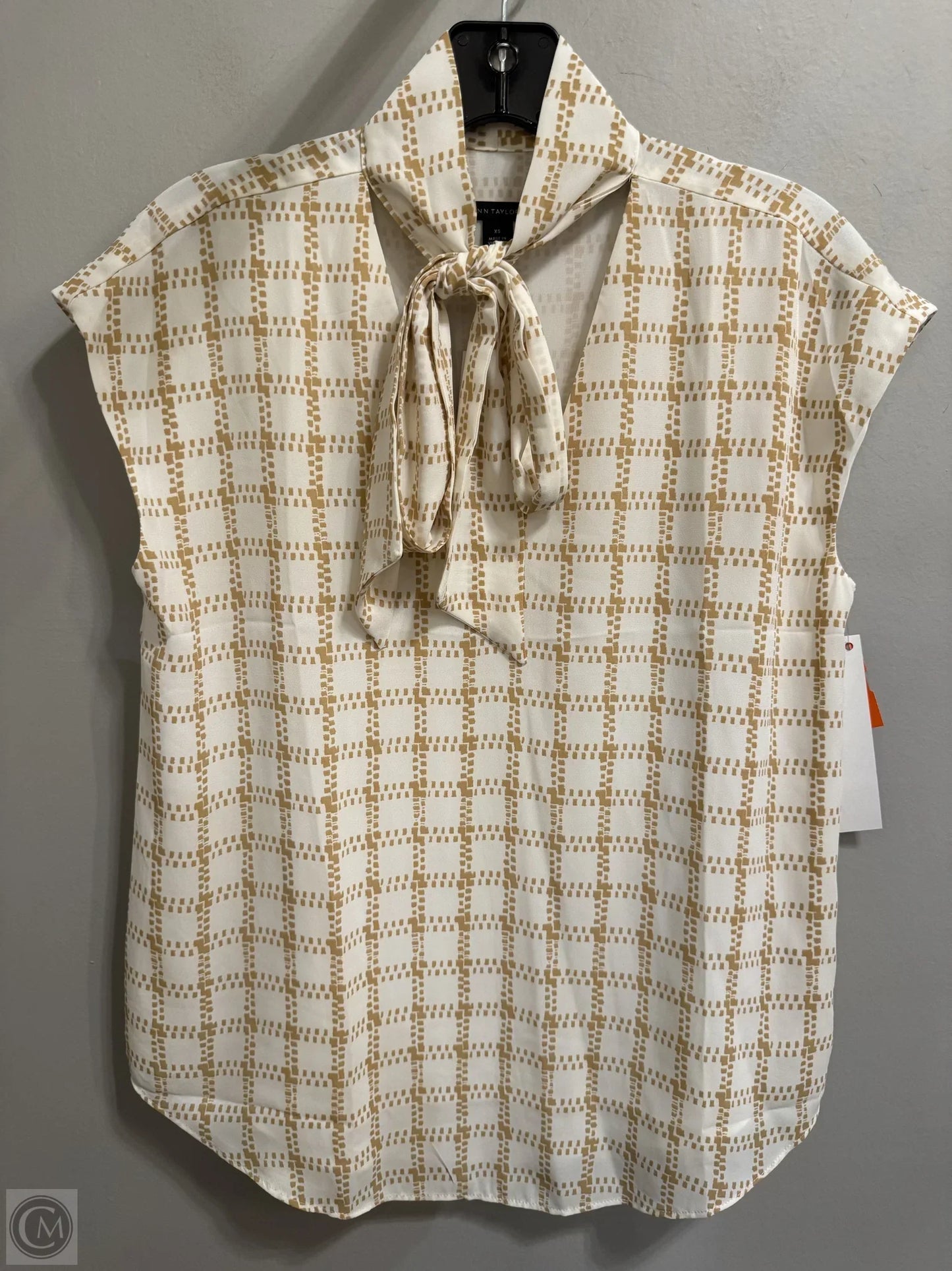 Top Sleeveless By Ann Taylor In Cream & Tan, Size: Xs