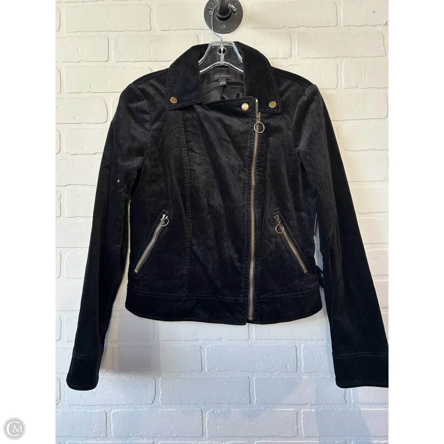 Jacket Moto By Ann Taylor In Black, Size: Xs