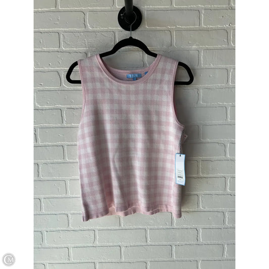 Vest Sweater By Draper James In Pink & White, Size: M