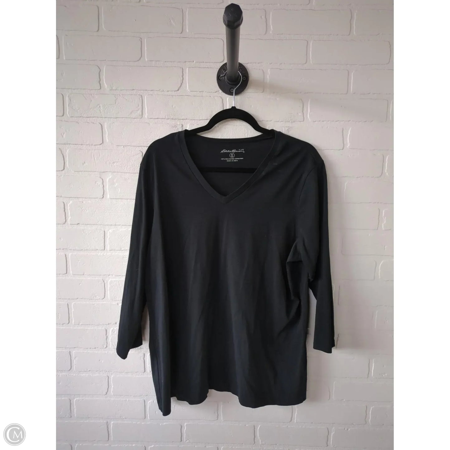 Top 3/4 Sleeve Basic By Eddie Bauer In Black, Size: Xl