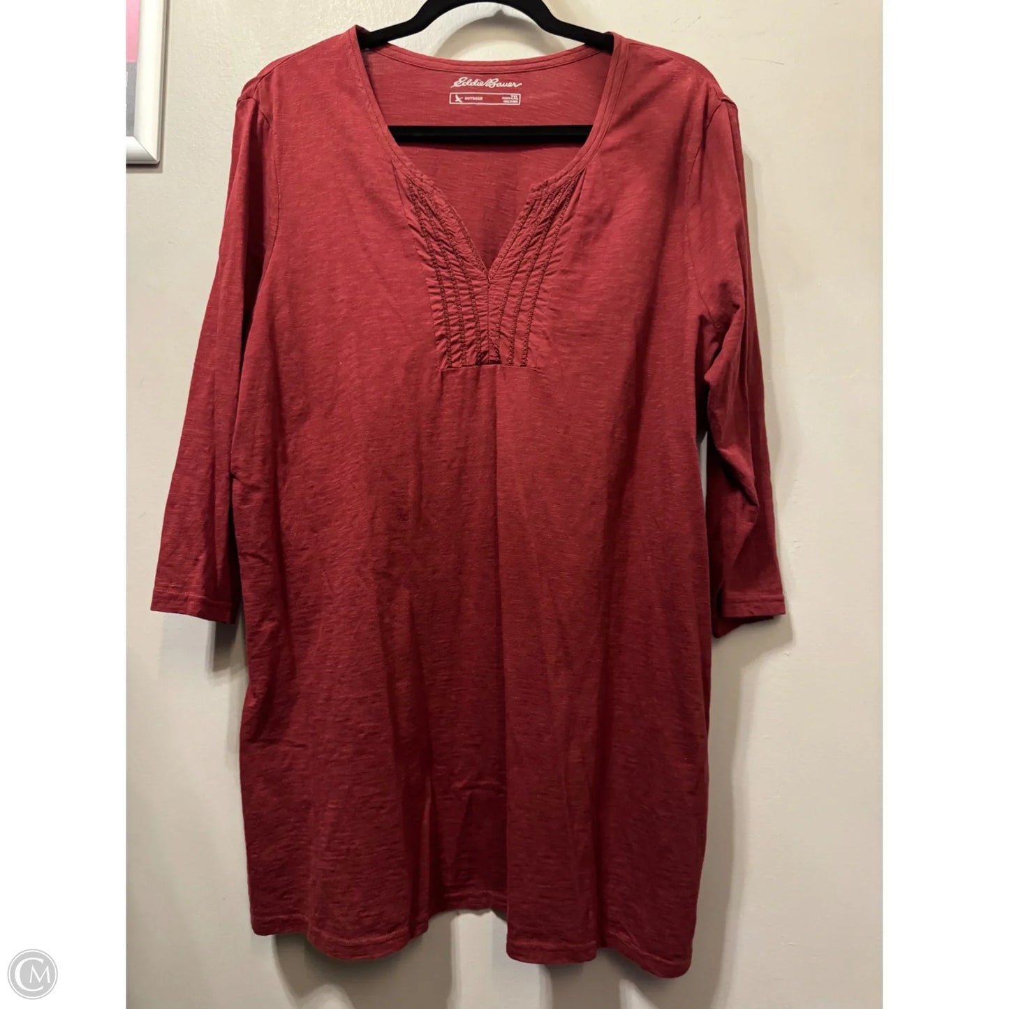 Top 3/4 Sleeve By Eddie Bauer In Red, Size: 2x
