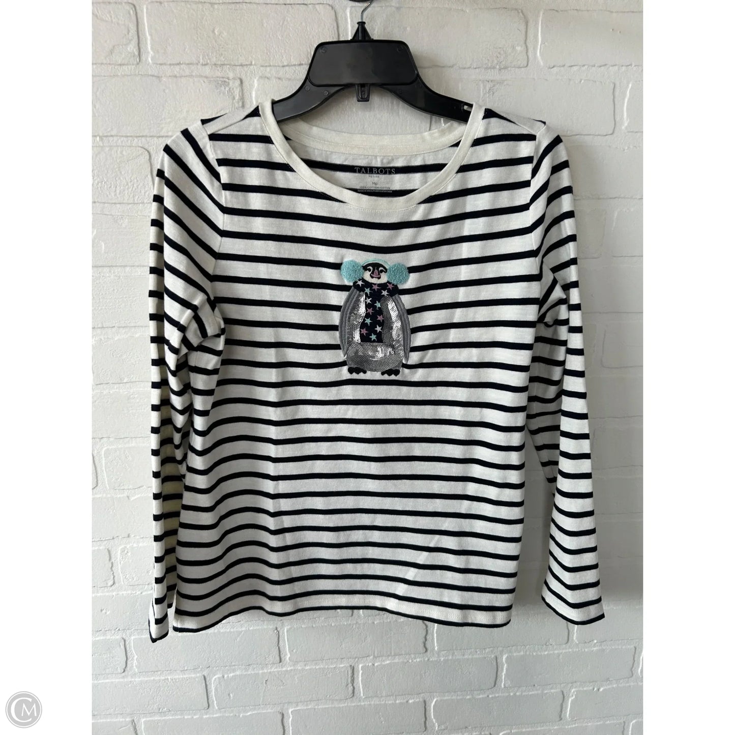 Top Long Sleeve By Talbots In Black & Cream, Size: Mp