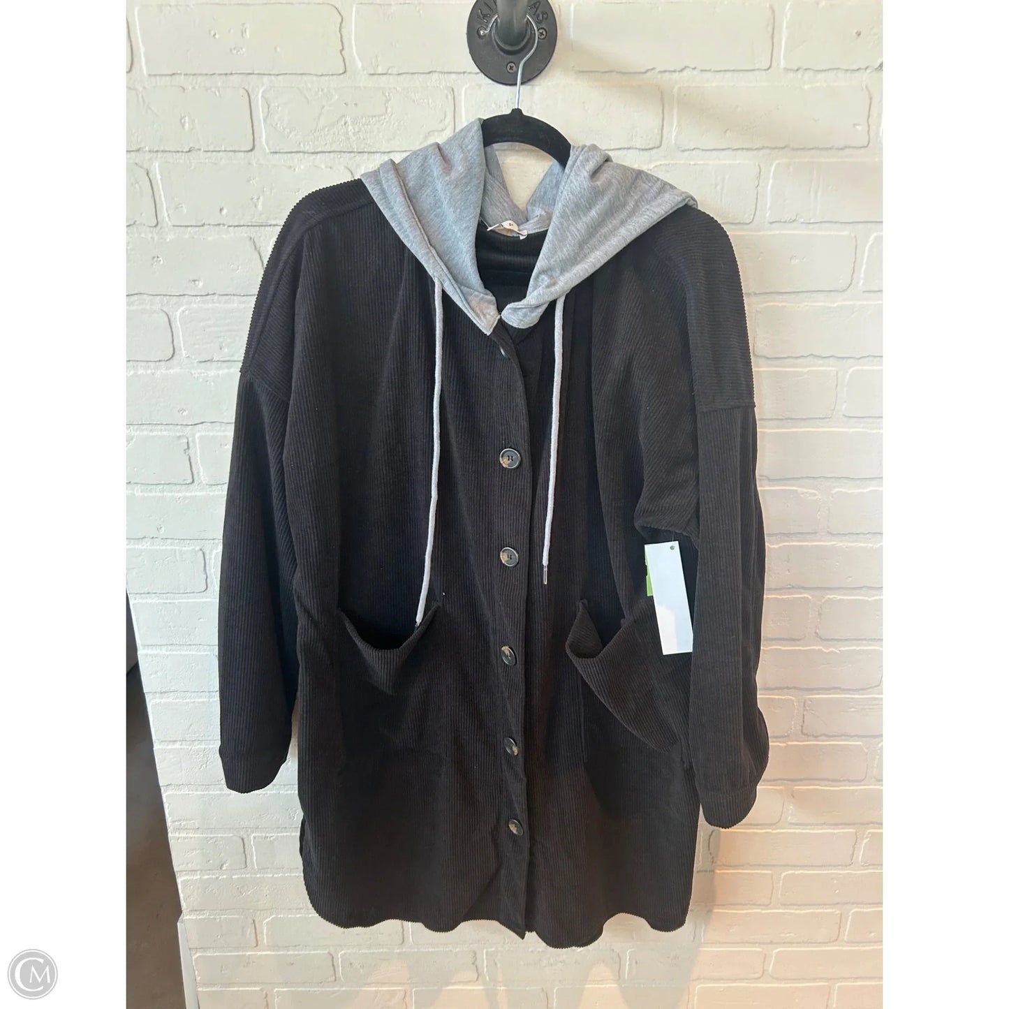 Jacket Shirt By Hyfve In Black & Grey, Size: M