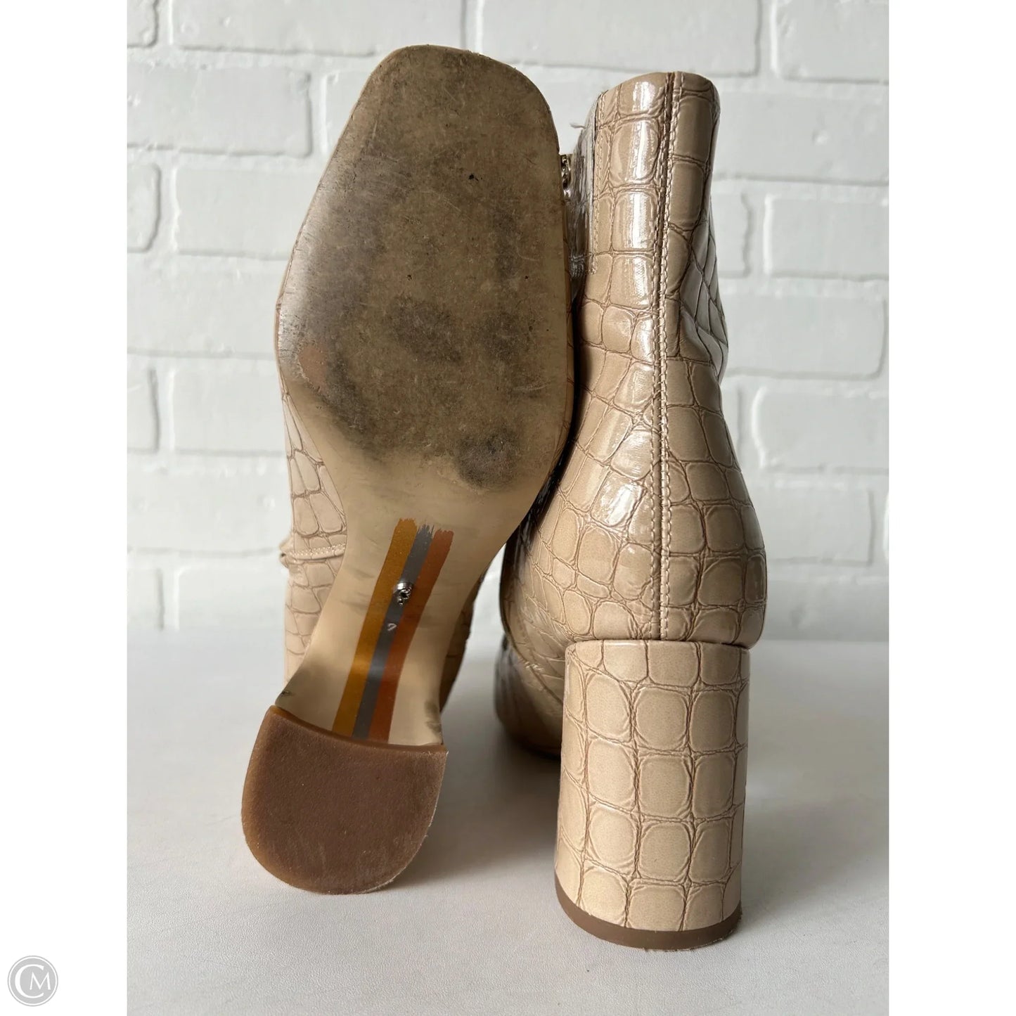 Boots Ankle Heels By Sam Edelman In Tan, Size: 7