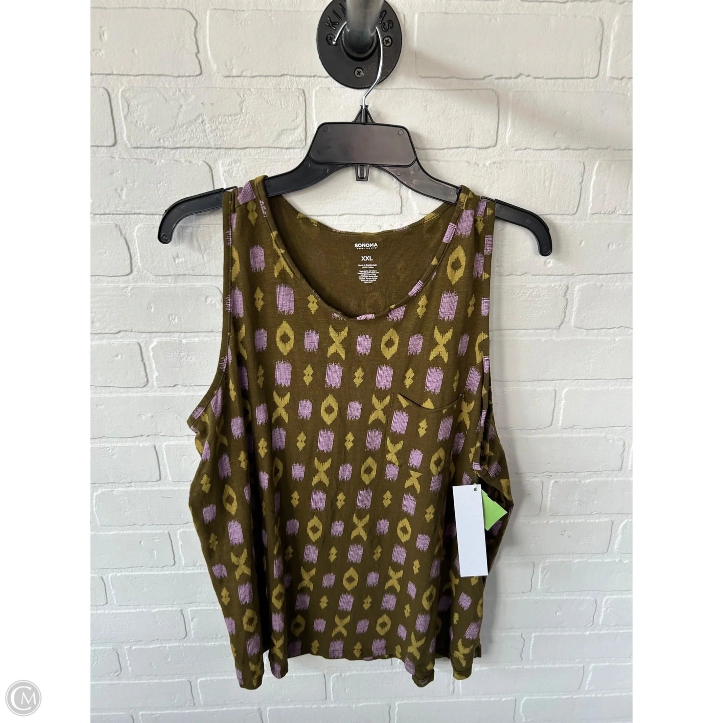 Top Sleeveless Basic By Sonoma In Green & Pink, Size: Xxl