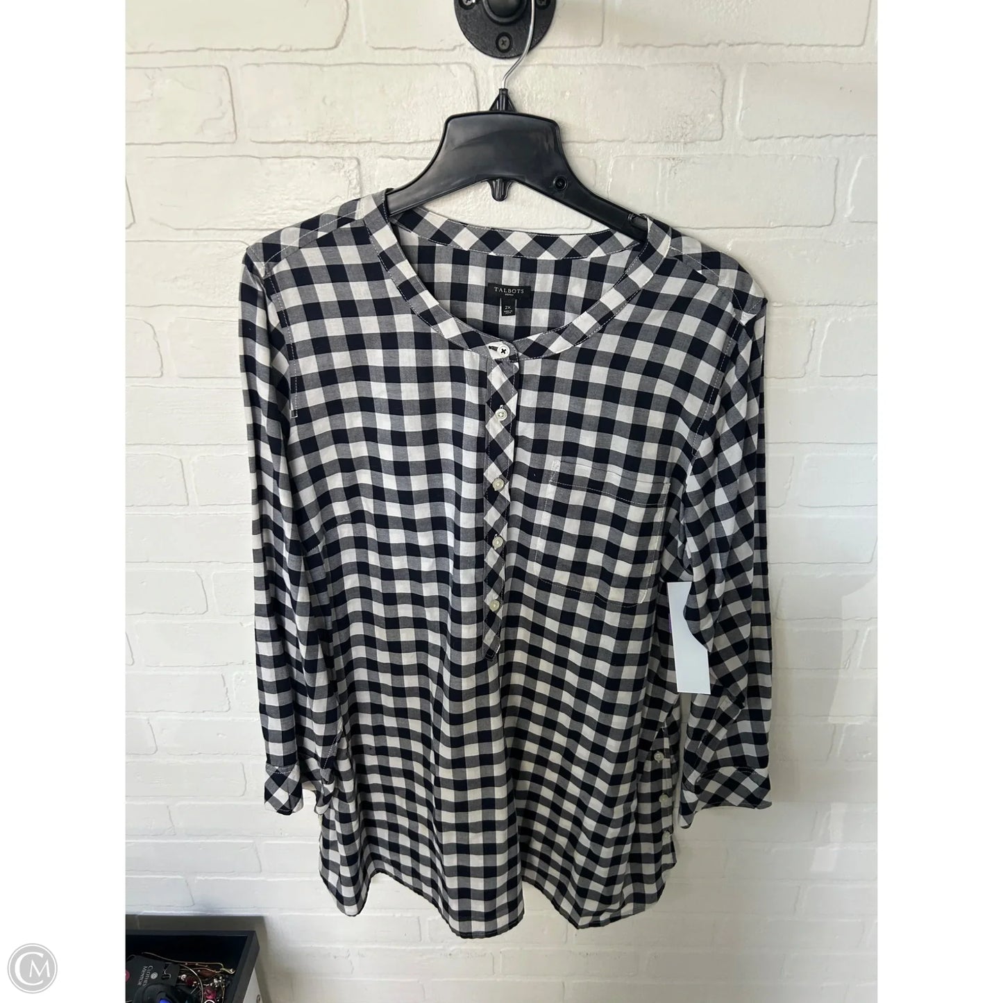 Top Long Sleeve By Talbots In Black & Cream, Size: 2x