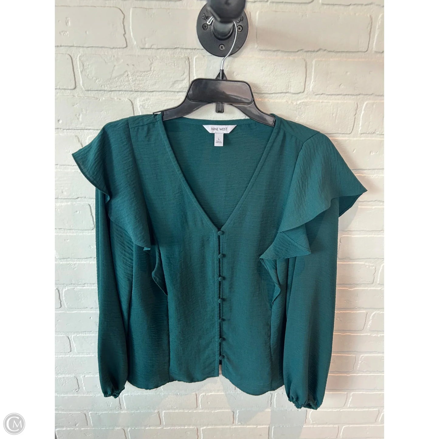 Top Long Sleeve By Nine West Apparel In Green, Size: L