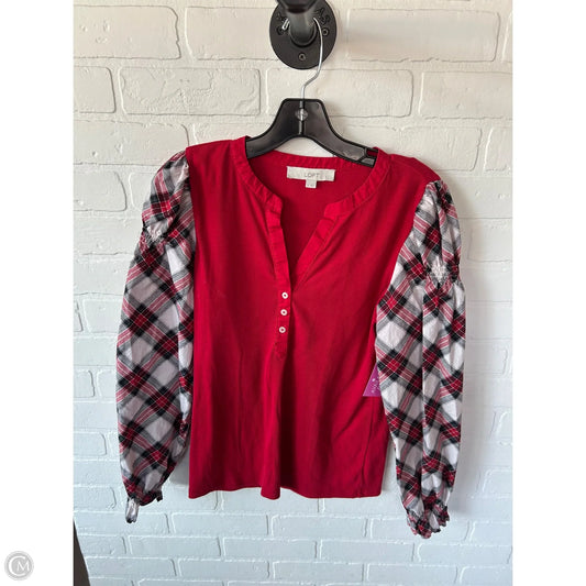 Top Long Sleeve By Loft In Red, Size: M