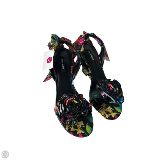 Sandals Heels Block By Nine West In Black, Size: 10