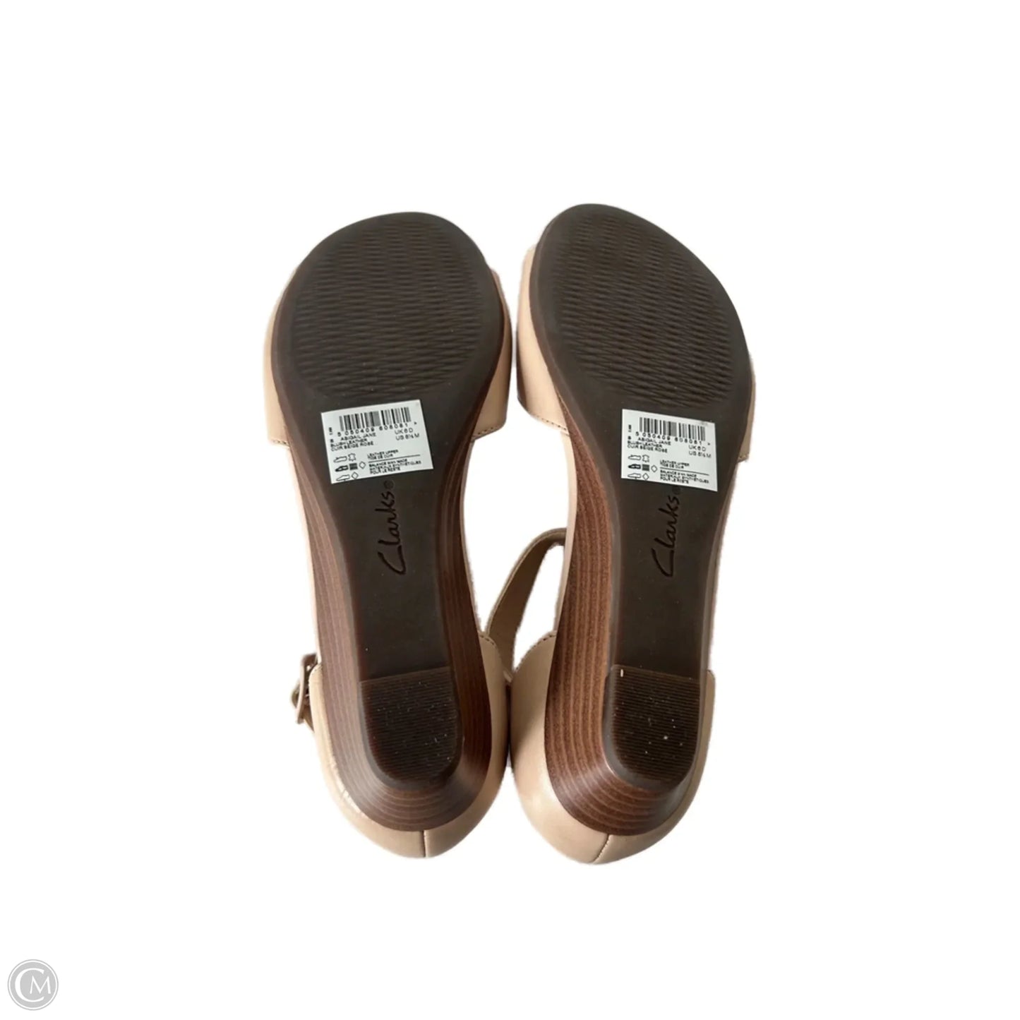 Sandals Heels Wedge By Clarks In Tan, Size: 8.5