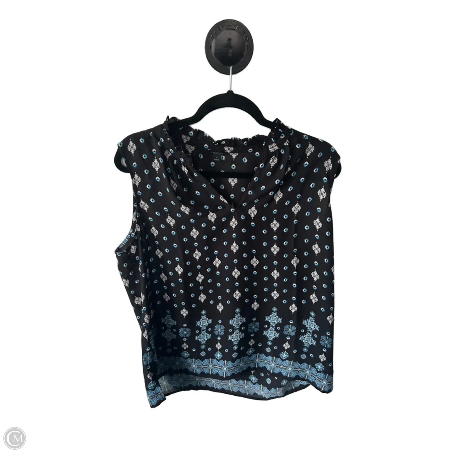 Top Sleeveless By Ann Taylor In Black & White, Size: L