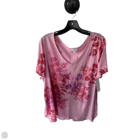 Top Short Sleeve By J. Jill In Pink & Purple, Size: Xl