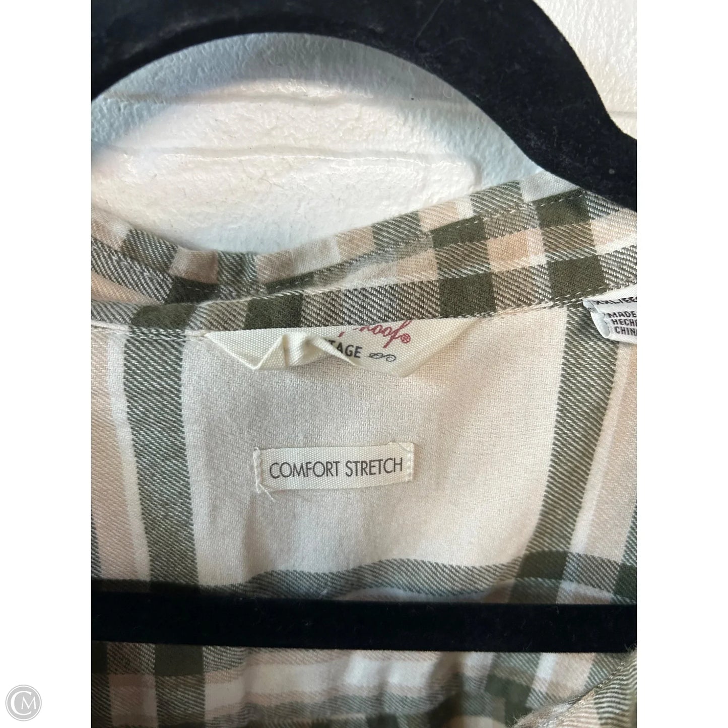 Top Long Sleeve By Weatherproof In Cream & Green, Size: Xxl