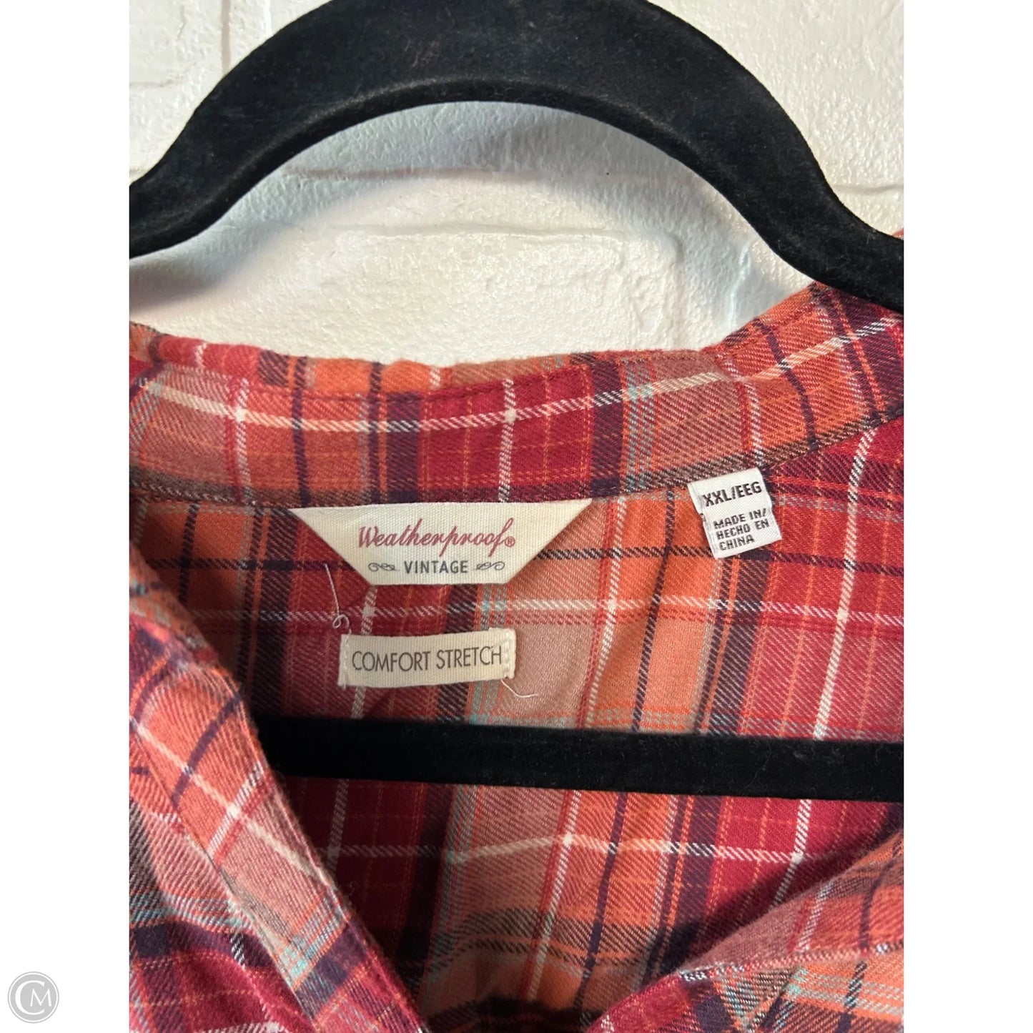 Top Long Sleeve By Weatherproof In Orange & Red, Size: Xxl