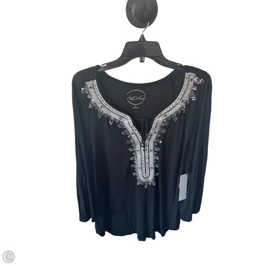 Top Long Sleeve By Inc In Black & Silver, Size: 3x