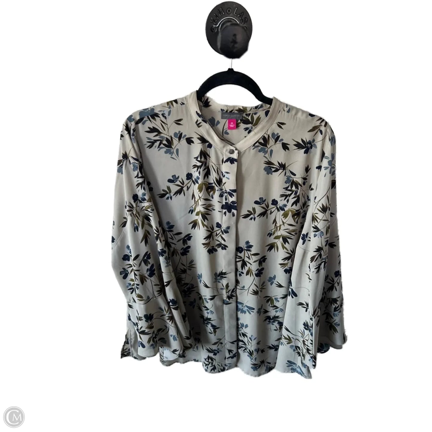 Top Long Sleeve By Vince Camuto In Black & Blue, Size: 2x