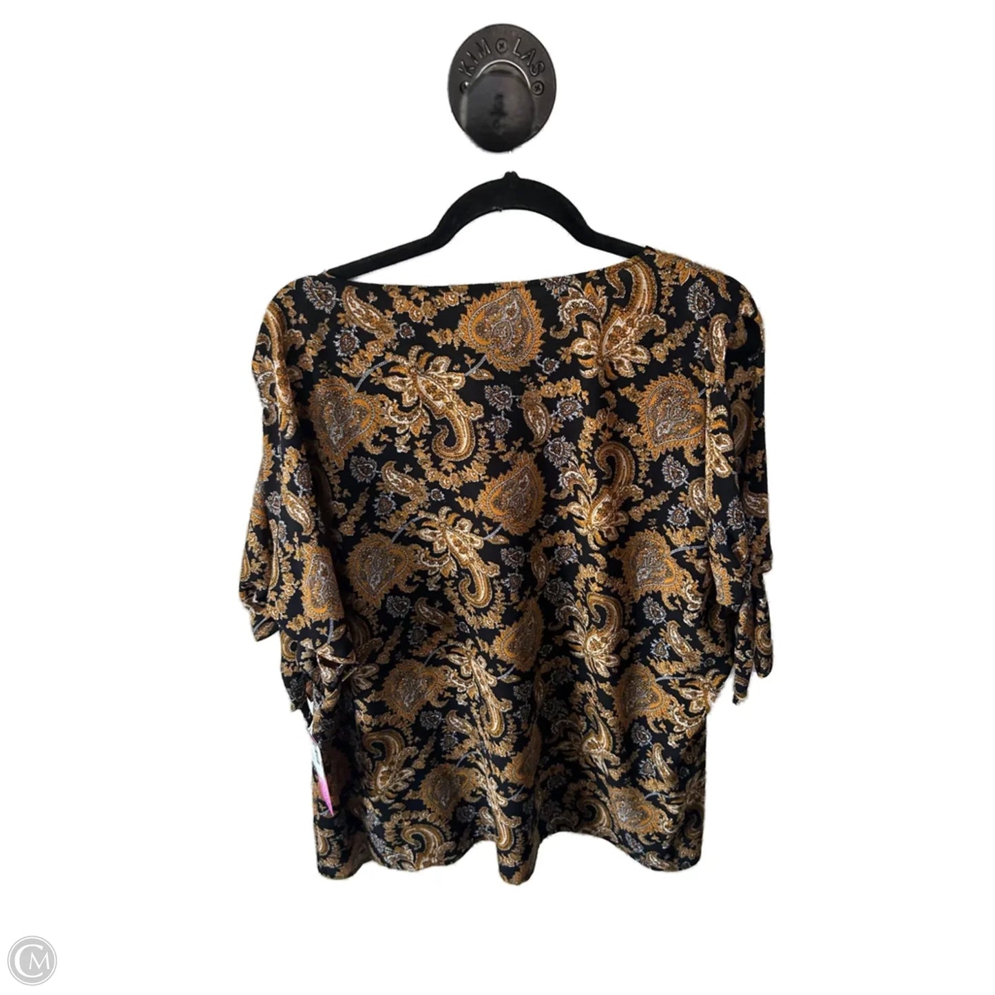 Top Short Sleeve By Michael By Michael Kors In Black & Gold, Size: 2x
