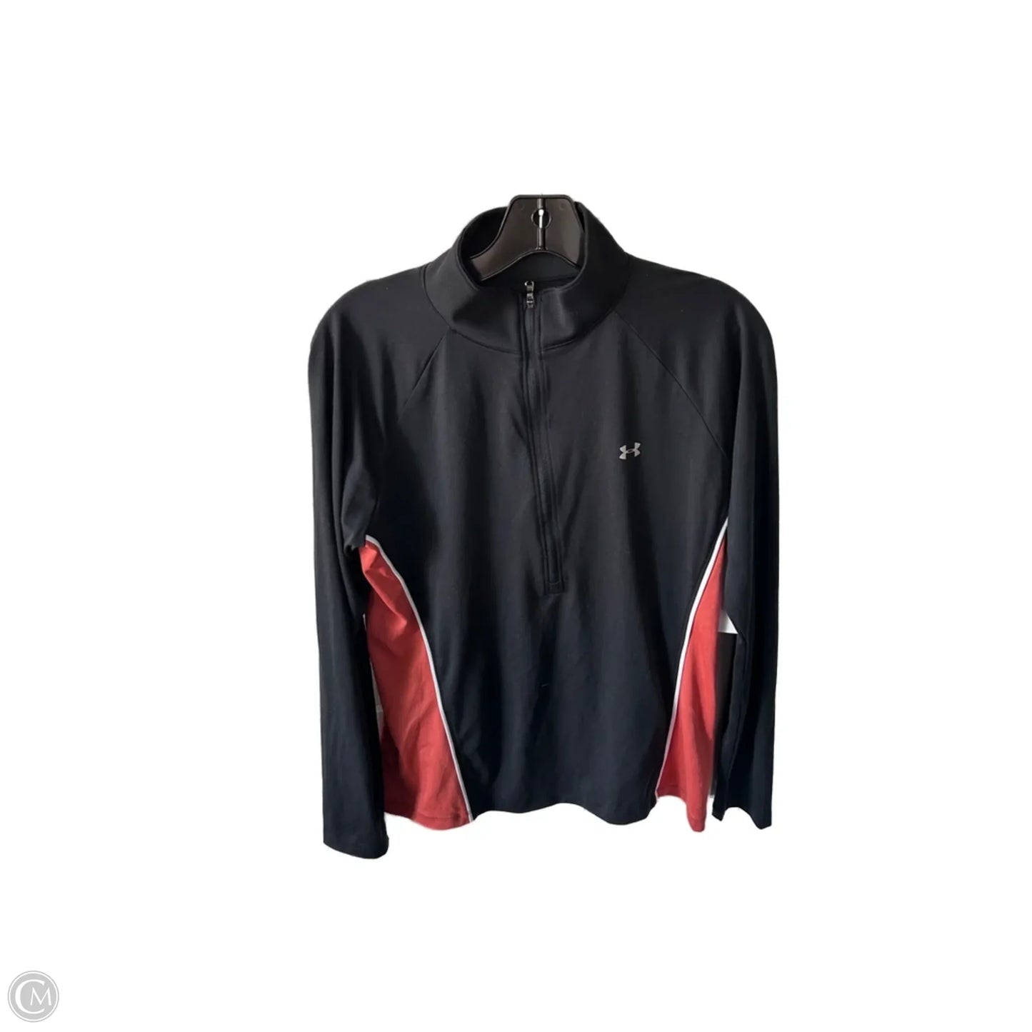Athletic Top Long Sleeve Collar By Under Armour In Black, Size: L