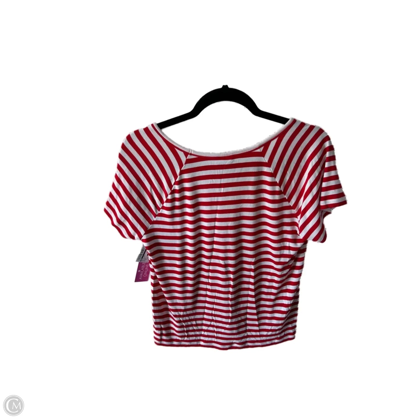 Top Short Sleeve Basic By Cabi In Red & White, Size: M