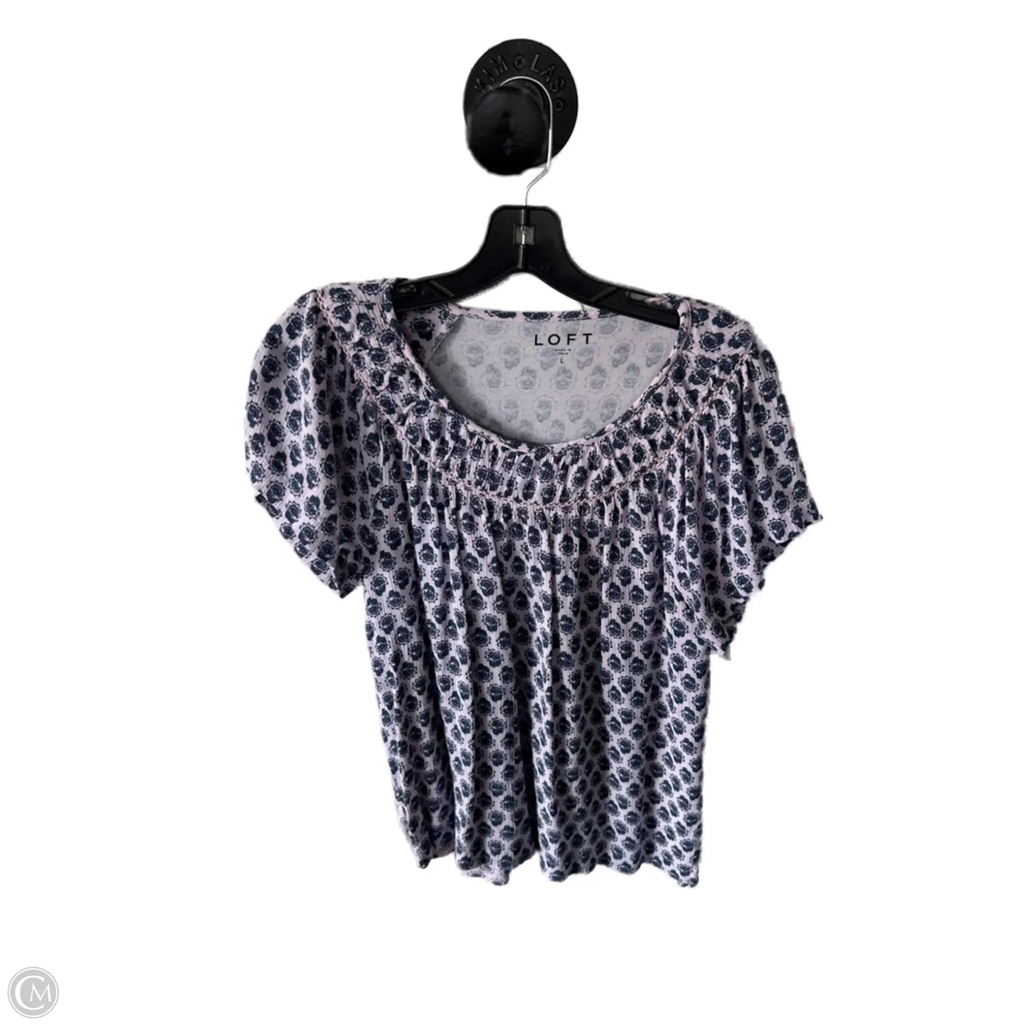 Top Short Sleeve By Loft In Blue & Pink, Size: L