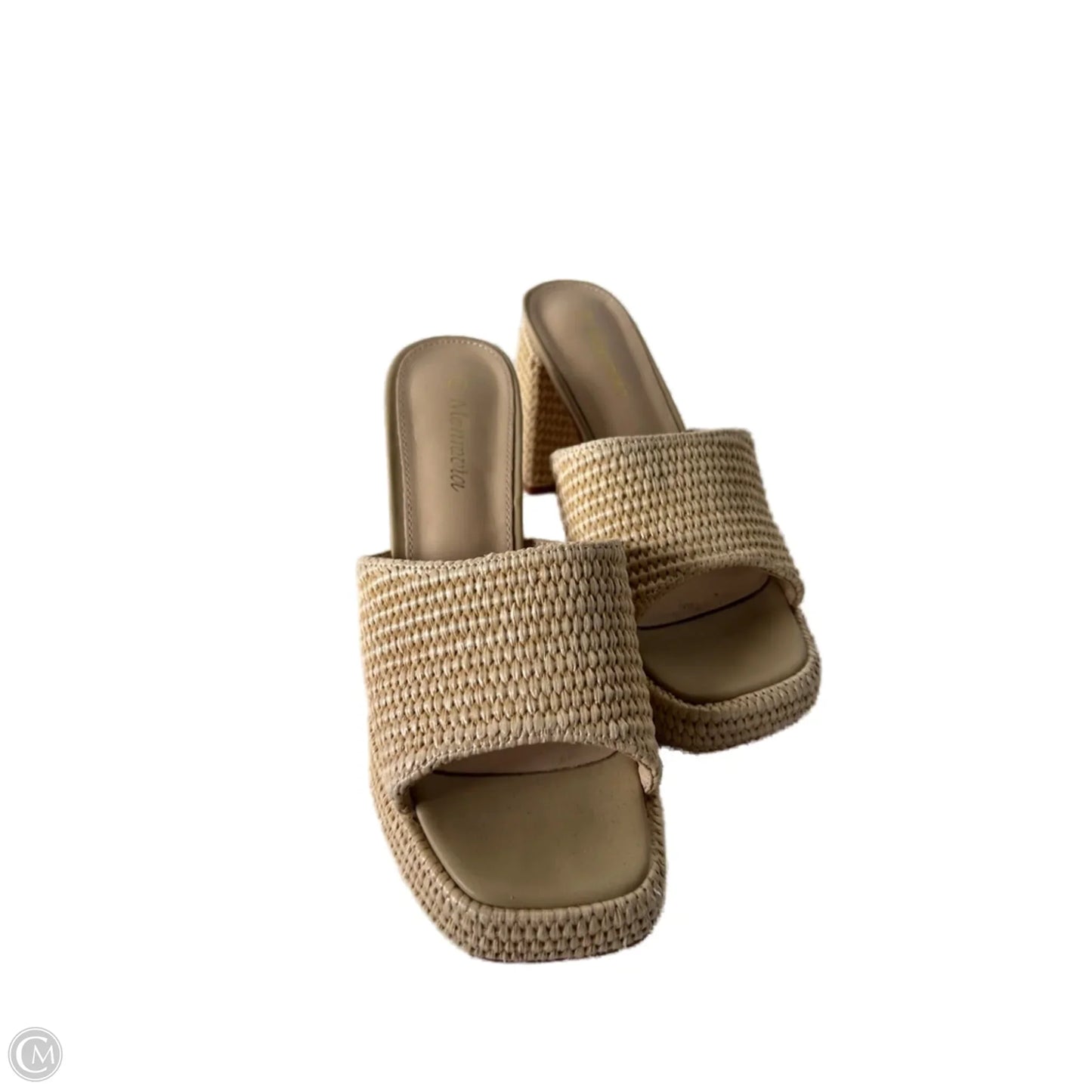 Sandals Heels Block By Clothes Mentor In Cream, Size: 8.5