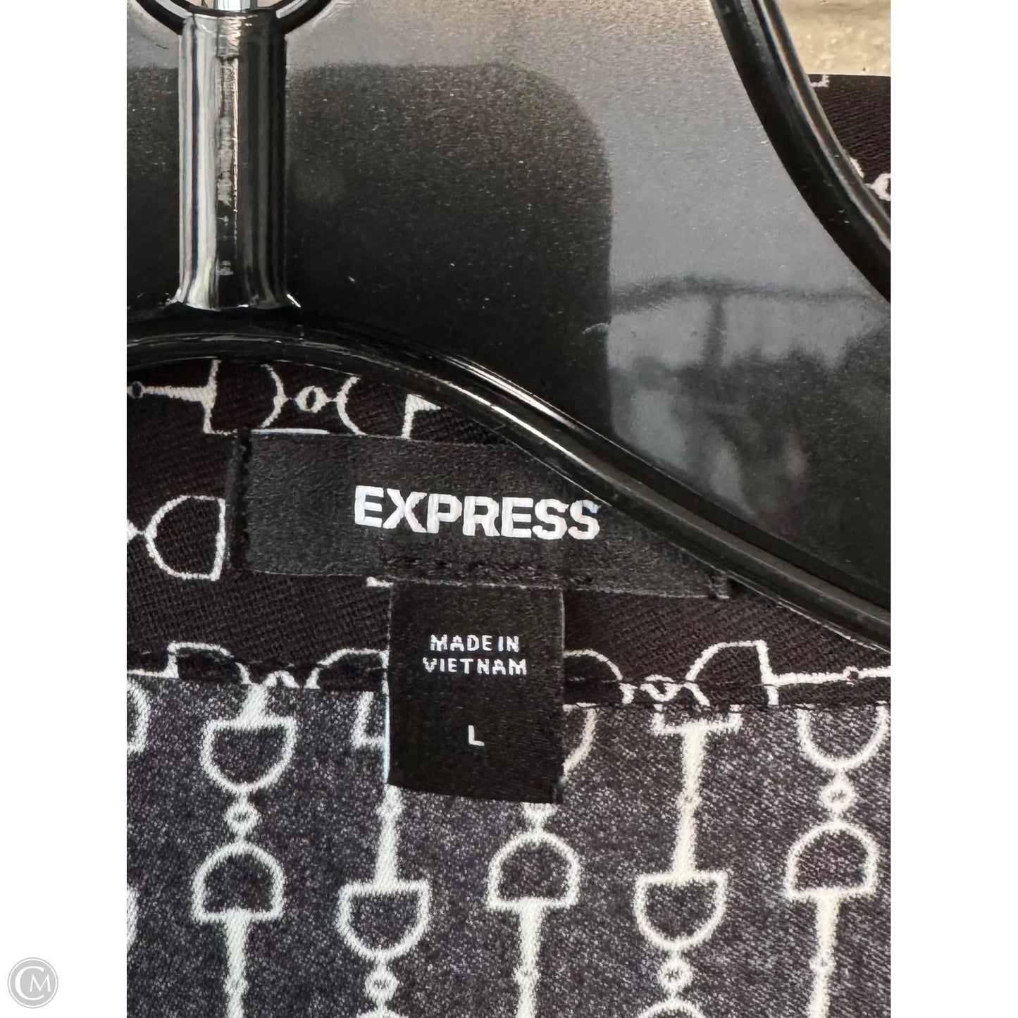 Top Long Sleeve By Express In Black & White, Size: L