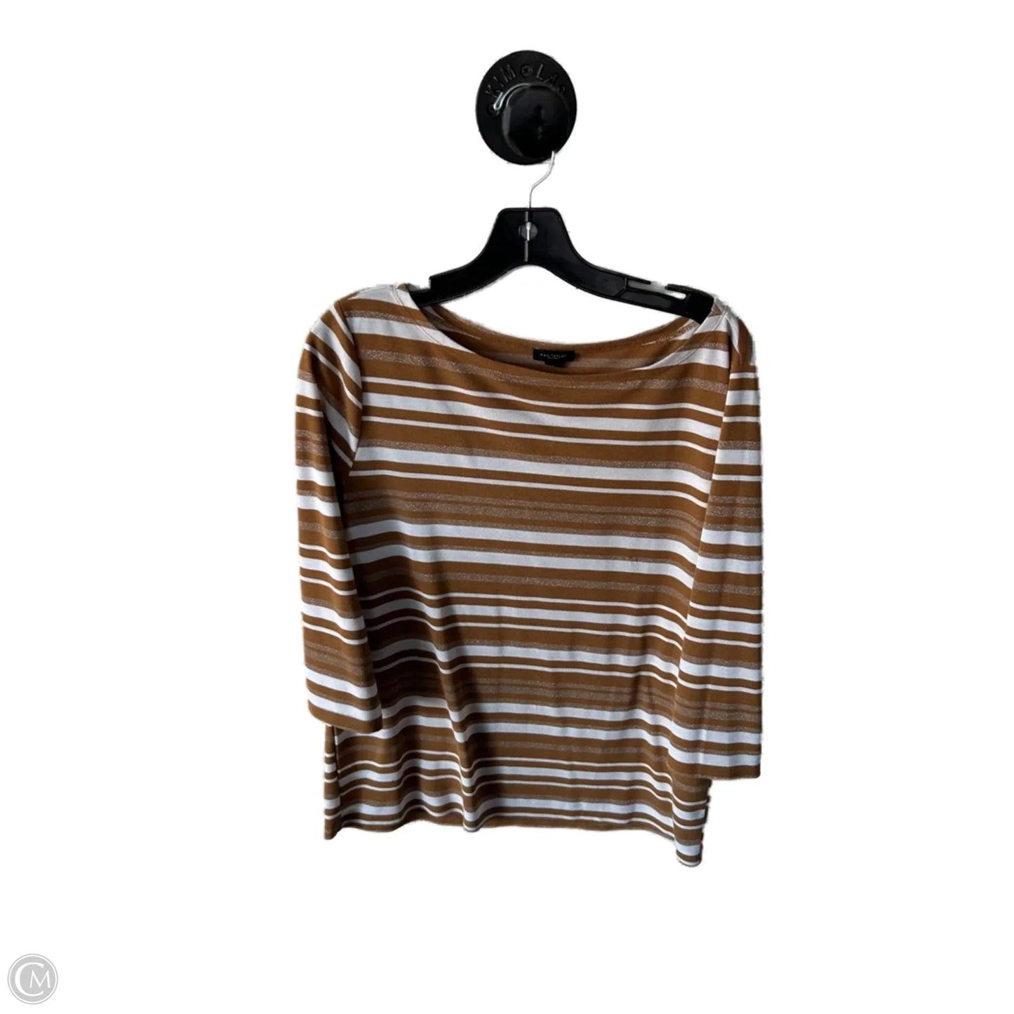 Top Long Sleeve By Ann Taylor In Brown & White, Size: L