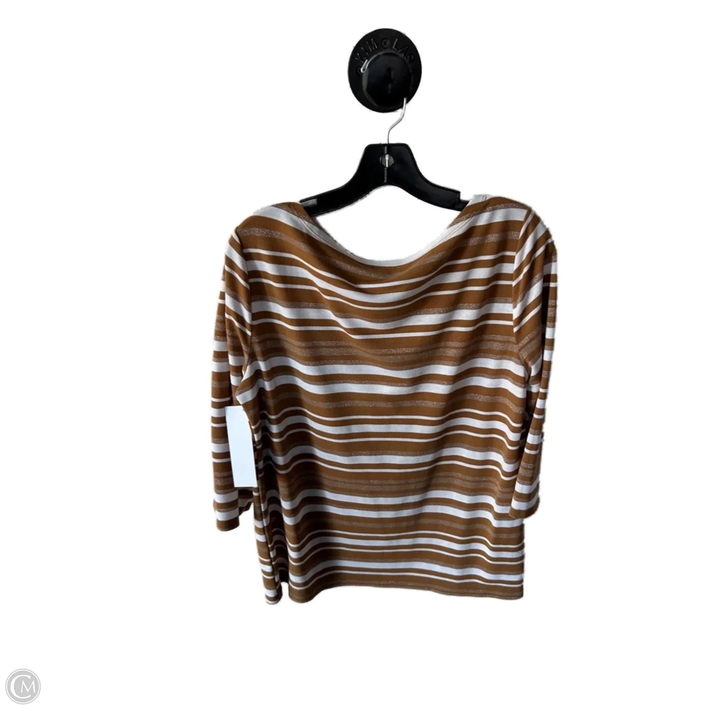 Top Long Sleeve By Ann Taylor In Brown & White, Size: L