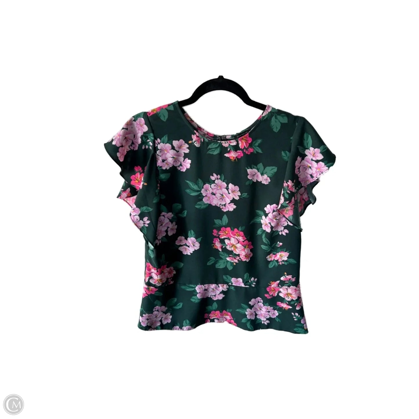 Top Short Sleeve By Ann Taylor In Green & Pink, Size: M