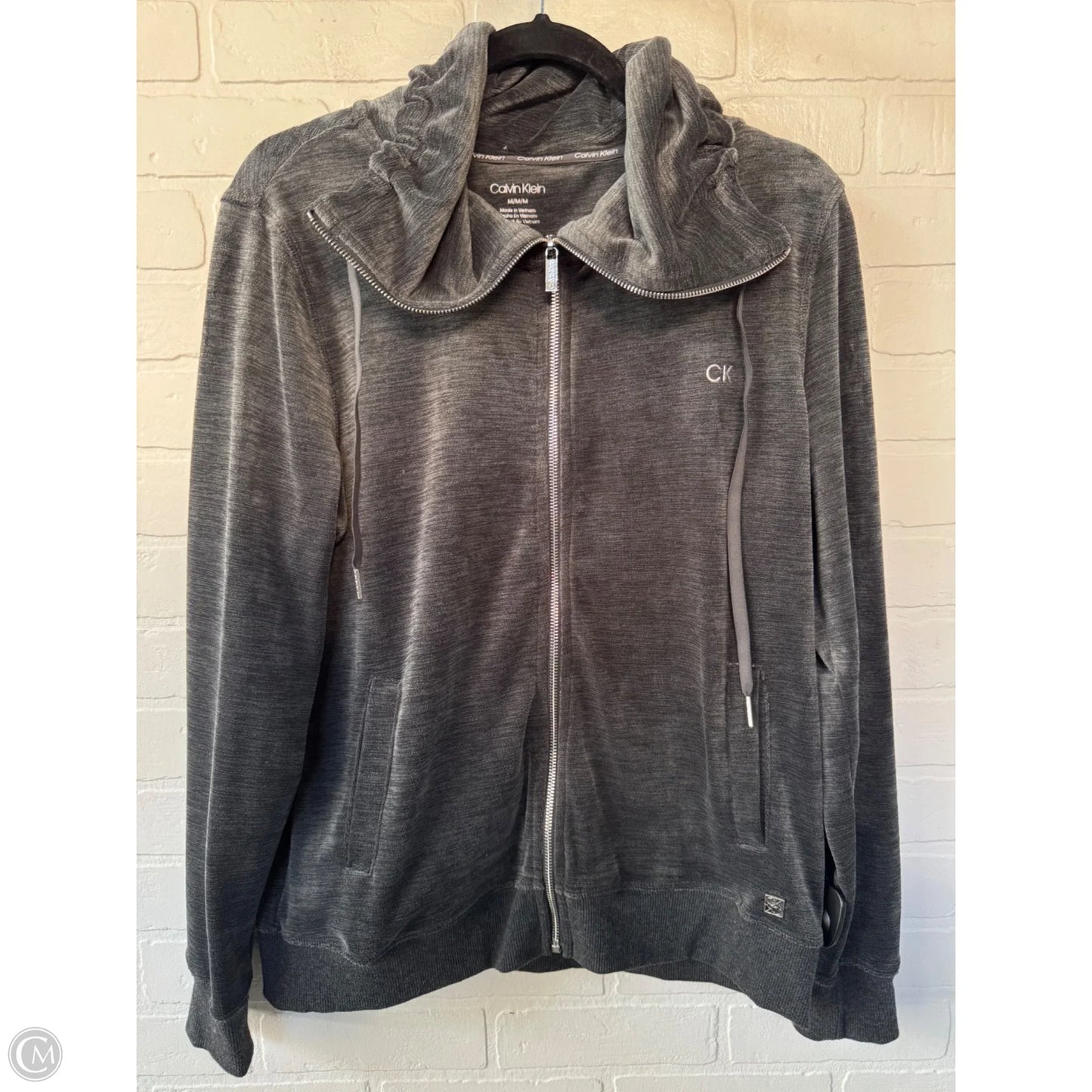 Sweatshirt Collar By Calvin Klein In Grey, Size: M