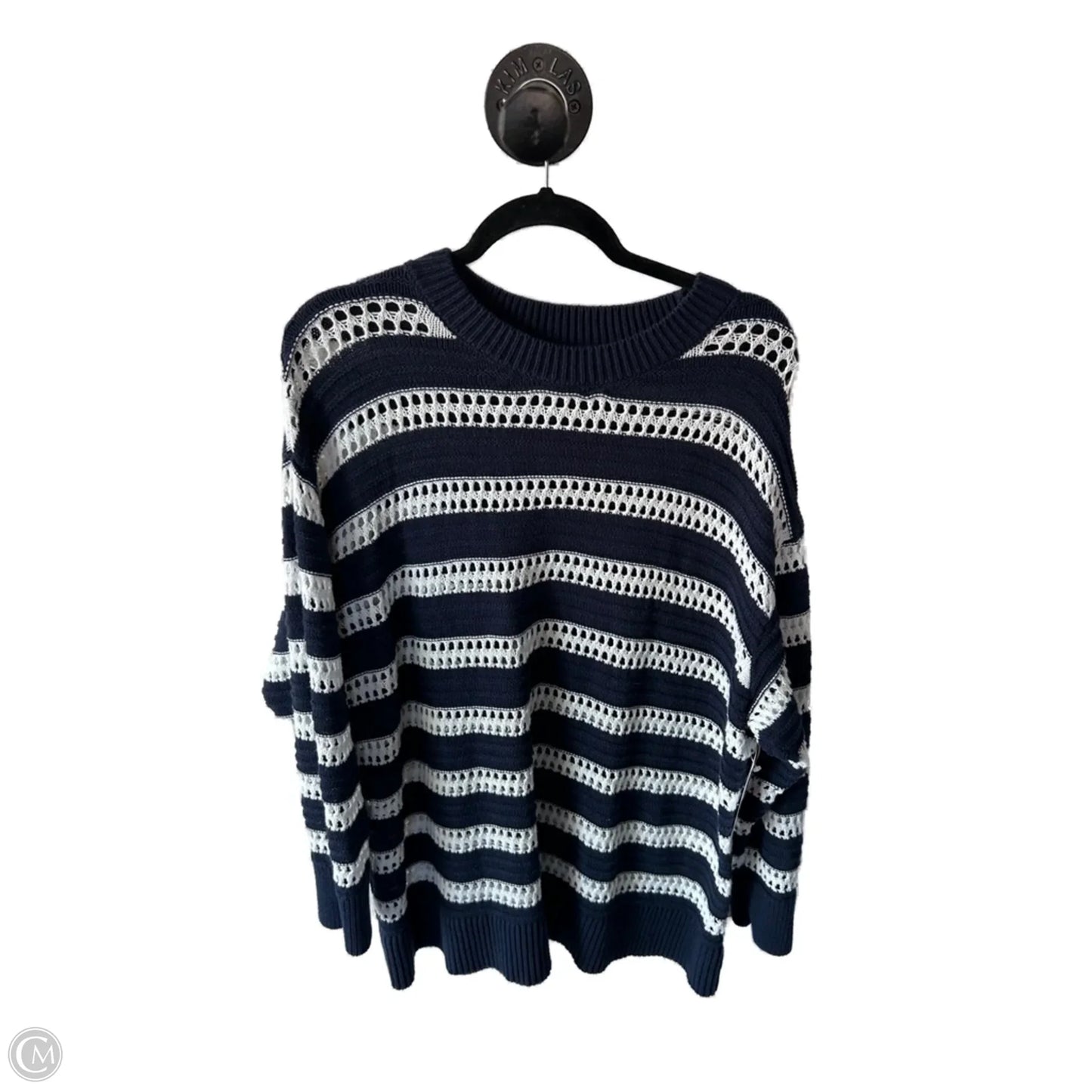 Sweater By Ava & Viv In Blue & White, Size: 2x