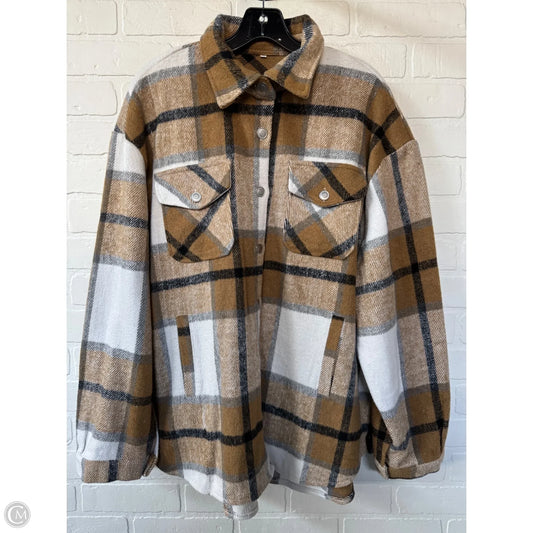 Jacket Shirt By Clothes Mentor In Brown, Size: Xxl