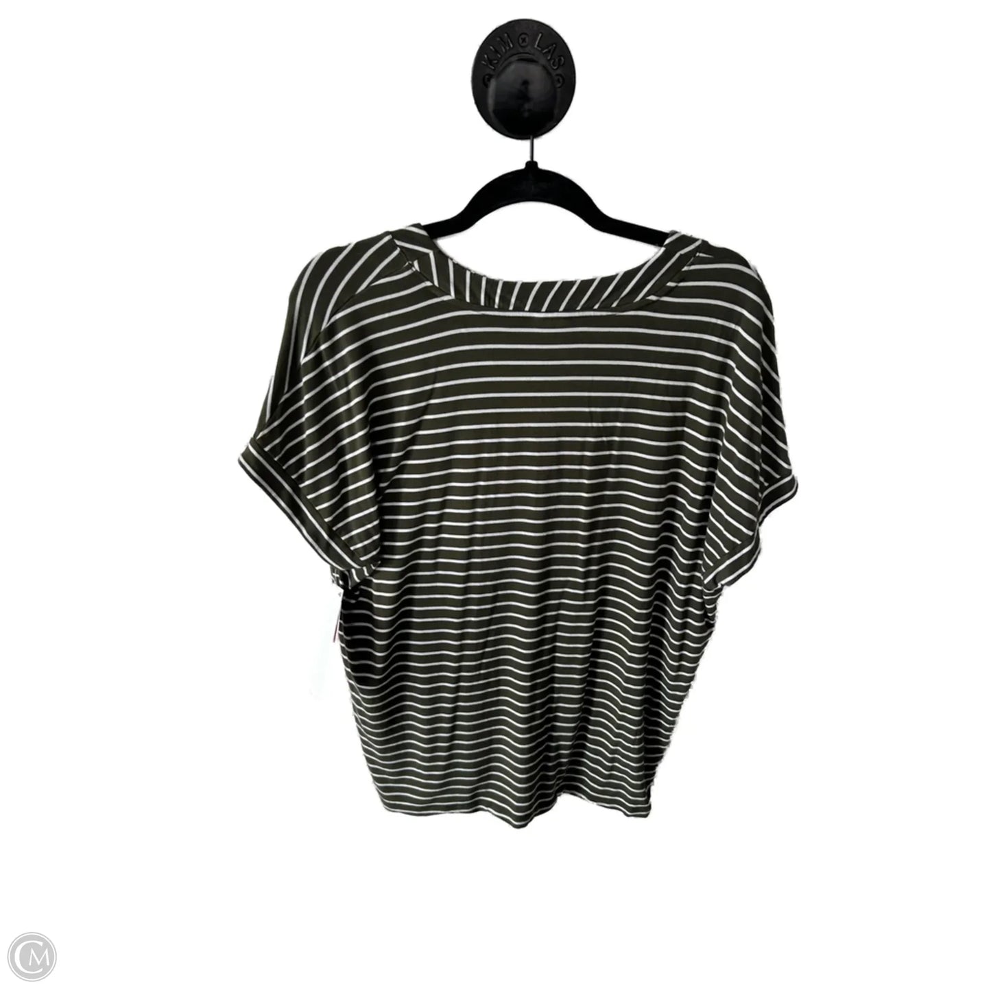 Top Short Sleeve By Chicos In Green & White, Size: L