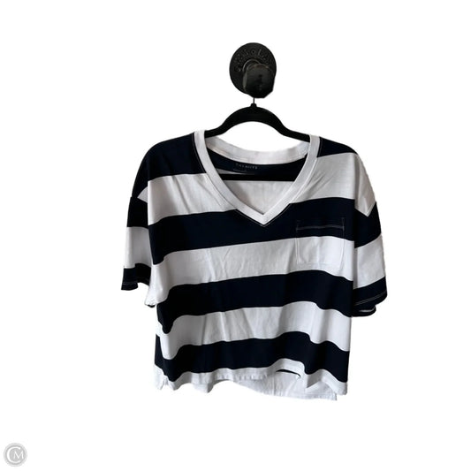 Top Short Sleeve Basic By Talbots In Blue & White, Size: L
