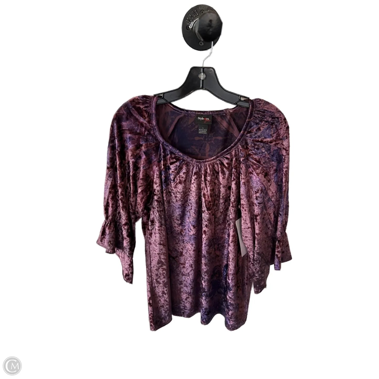 Top 3/4 Sleeve By Style And Company In Purple, Size: L