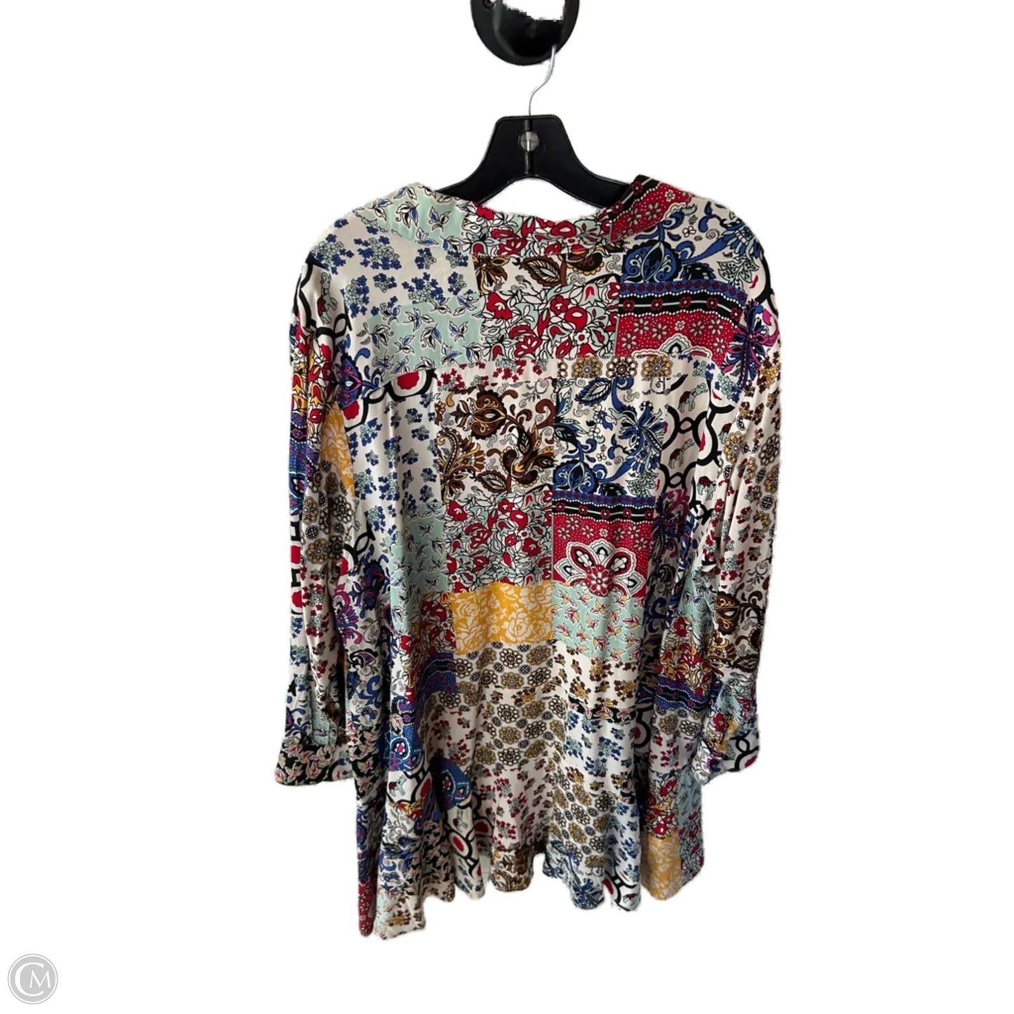 Tunic Long Sleeve By For The Republic In Black & Cream, Size: 2x